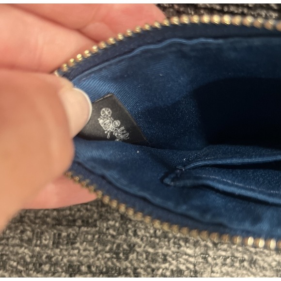 Authentic COACH Corner Zip Crossgrain Leather Wristlet Wallet Purse Blue F58032‎ - Picture 9 of 9